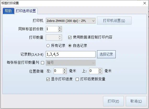 标签打印窗口